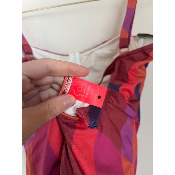 Farm Rio Women's Geometric Printed Bustier One Piece Swimsuit Size MEDIUM NWOT - Picture 4 of 7